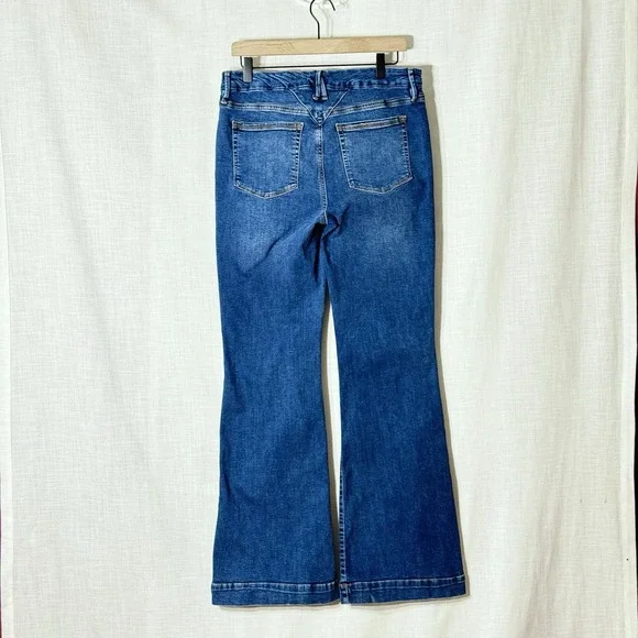 Good American High Rise Flare Jeans Women's 14/32 Blue Stretch Denim Medium Wash - Picture 4 of 8